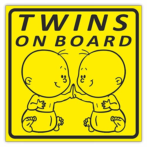 CVANU Twins on Board Kid's Safety Sticker for Car_Pack of 2, Size(5.5inch X 5.5inch)_cv27 - Image 1
