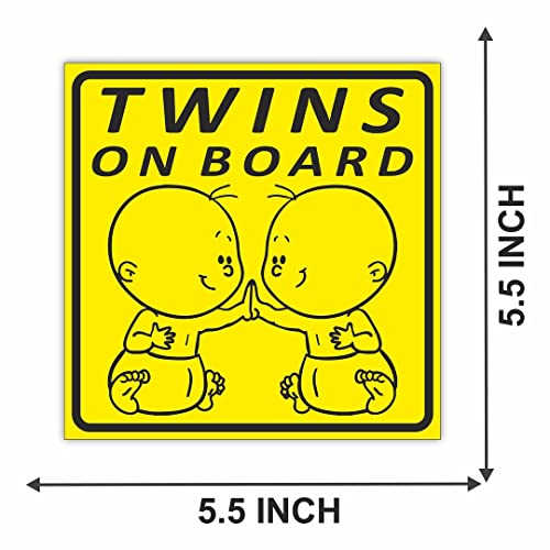 CVANU Twins on Board Kid's Safety Sticker for Car_Pack of 2, Size(5.5inch X 5.5inch)_cv27 - Image 4