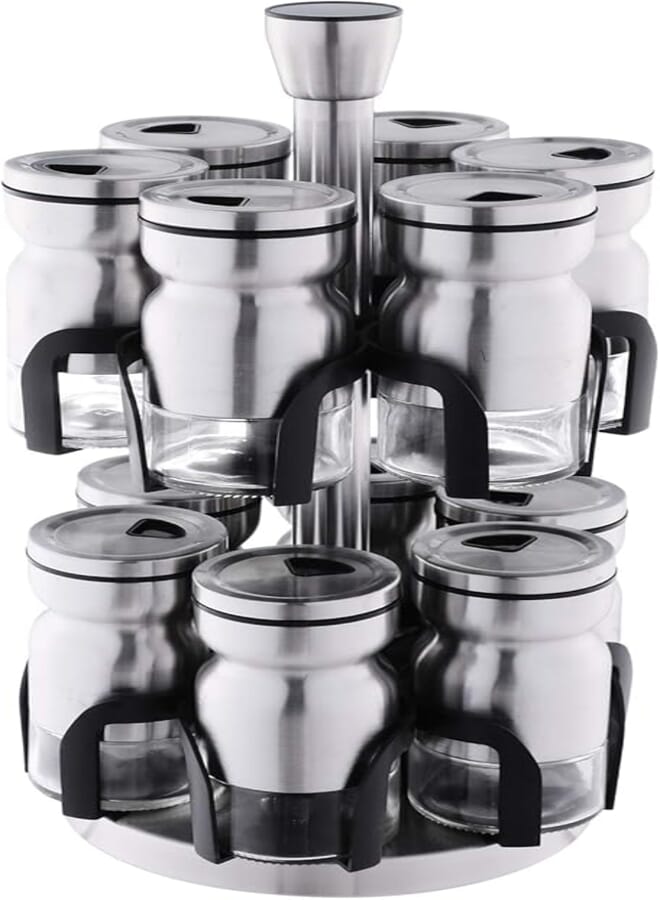 Agfa Spices Set with Stand, 12 Pieces - Silver and Black