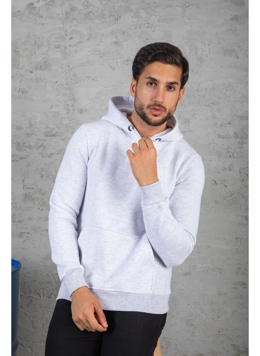 Four Man Men's Standard Fit Fleece Lined 3 Thread Hooded Kangaroo Pocket Cotton Sweatshirt