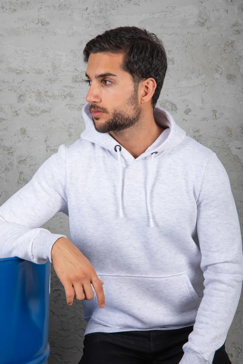 فور مان Men's Standard Fit Fleece Lined 3 Thread Hooded Kangaroo Pocket Cotton Sweatshirt