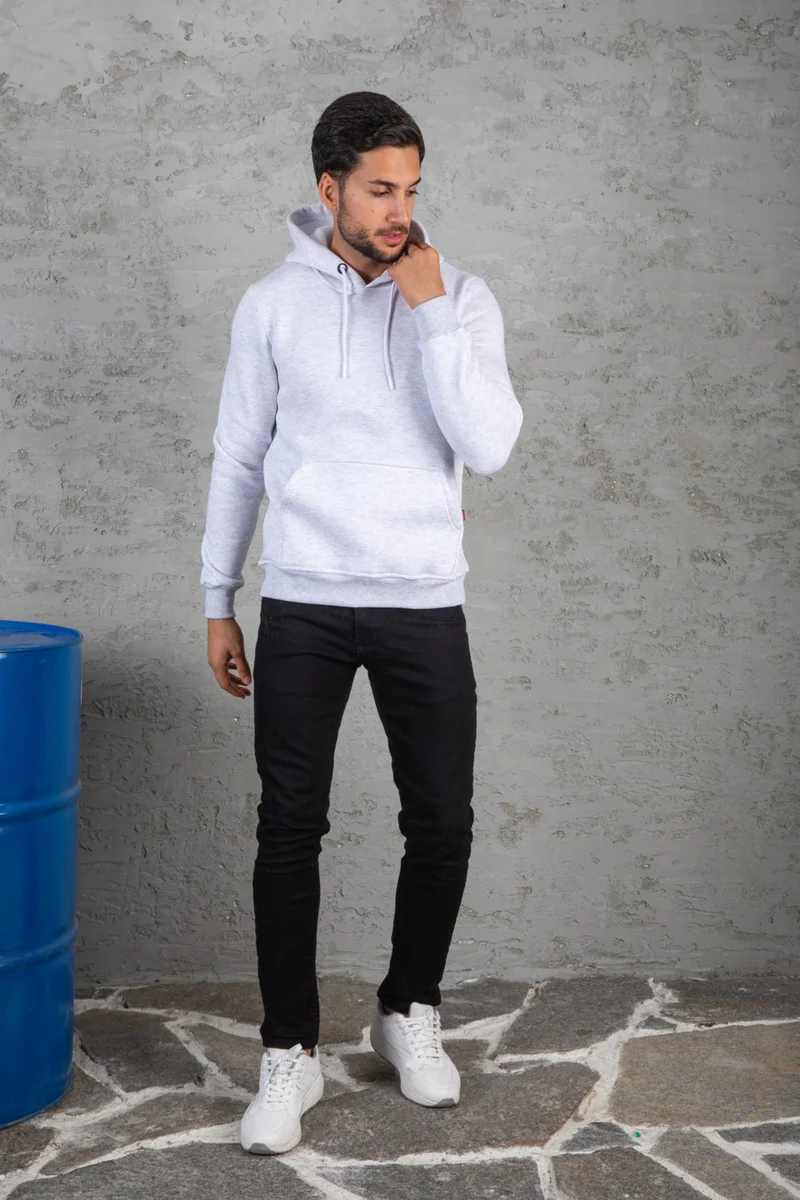 فور مان Men's Standard Fit Fleece Lined 3 Thread Hooded Kangaroo Pocket Cotton Sweatshirt