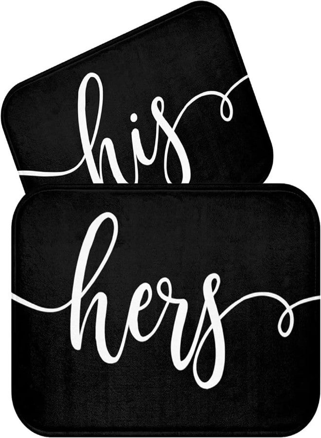 JACKGOLD His and Hers Bath Mat Set | Black and White Bath Rug Set of Two | Mr. and Mrs. Bathroom Mats | Funny Gift for a Couple 24x16 Inches - Image 1