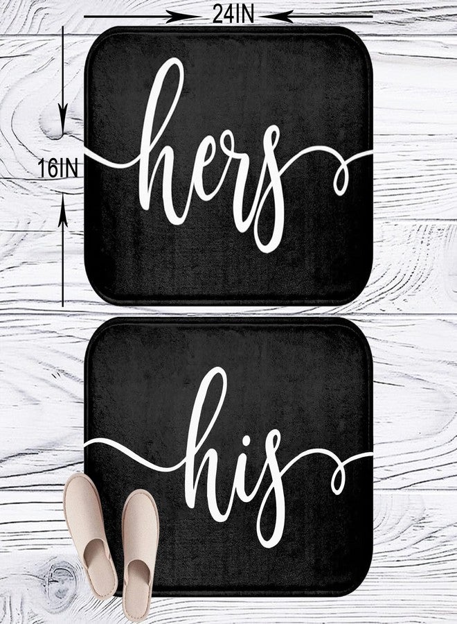 JACKGOLD His and Hers Bath Mat Set | Black and White Bath Rug Set of Two | Mr. and Mrs. Bathroom Mats | Funny Gift for a Couple 24x16 Inches - Image 2