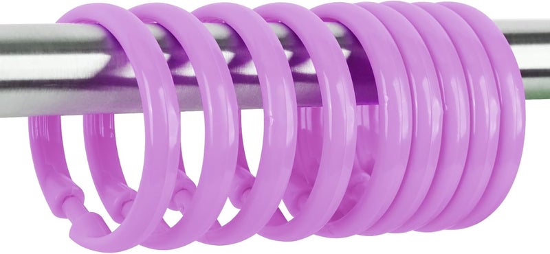 Qulable Purple Shower Curtain Hooks - 12 Pcs Circular Plastic Shower Curtain Rings for Bathroom - O Shaped Purple Shower Hooks Rings for Shower Curtain Rod - Image 1