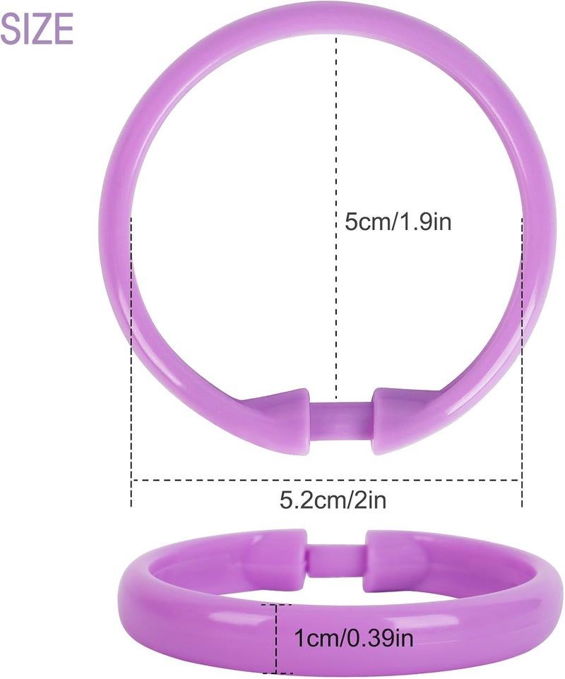 Qulable Purple Shower Curtain Hooks - 12 Pcs Circular Plastic Shower Curtain Rings for Bathroom - O Shaped Purple Shower Hooks Rings for Shower Curtain Rod - Image 4