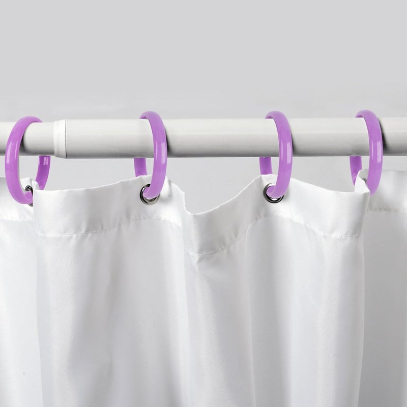 Qulable Purple Shower Curtain Hooks - 12 Pcs Circular Plastic Shower Curtain Rings for Bathroom - O Shaped Purple Shower Hooks Rings for Shower Curtain Rod - Image 5