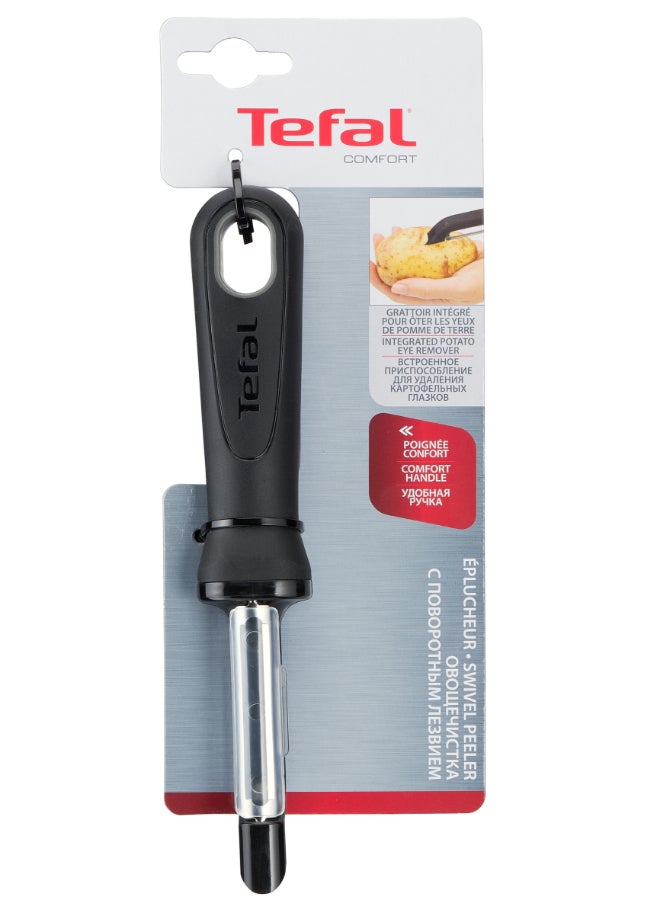 تيفال TEFAL Tools & Gadgets COMFORT VEGETABLES PEELER | أدوات ومستلزمات تيفال كومفورت قشارة خضروات | شفرات مزدوجة من الفولاذ المقاوم للصدأ مقاومة للغاية | آمنة للغسل في غسالة الصحون | مقبض مريح وغير قابل للانزلاق | K1298114 أسود 24x9x3سم - Image 4