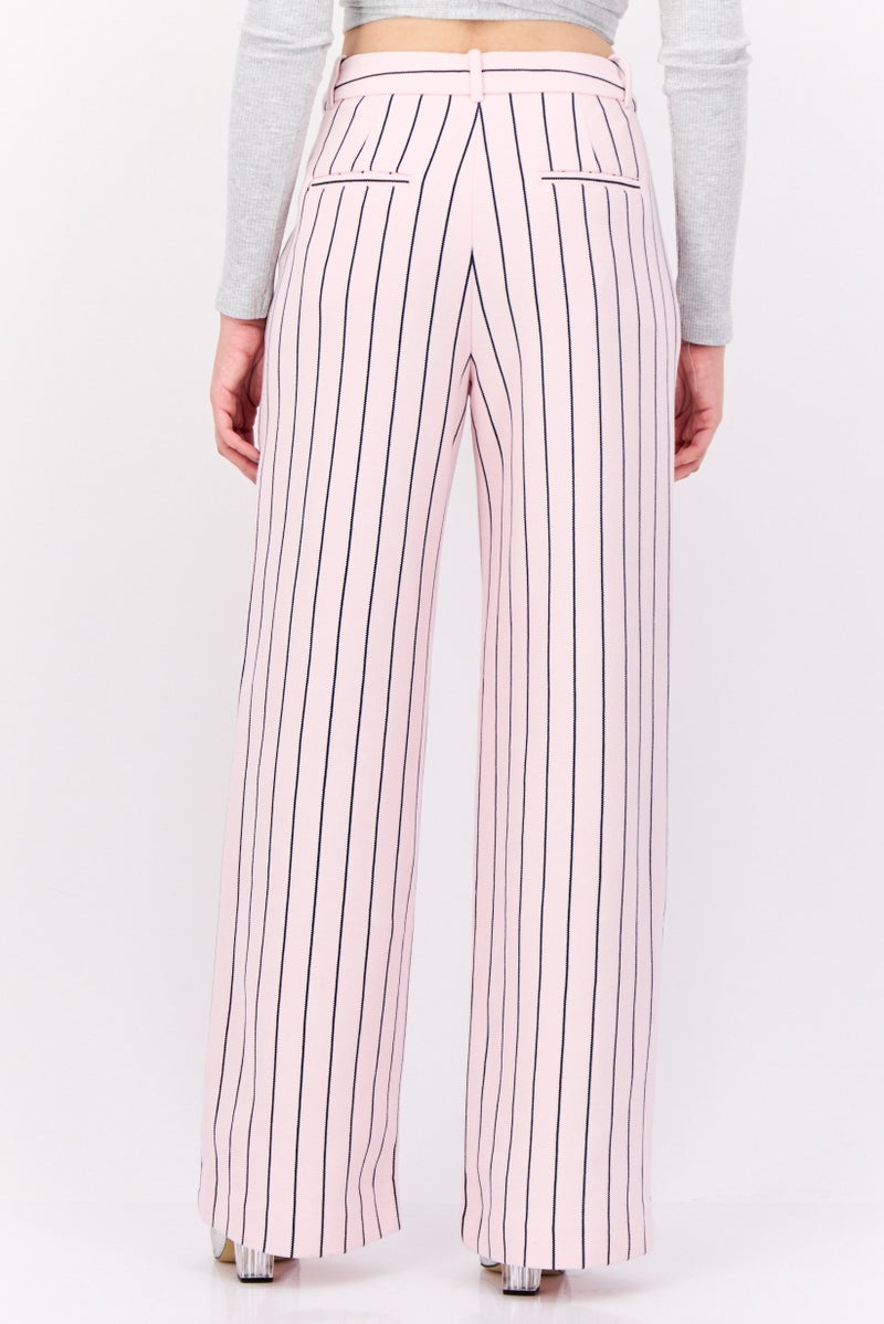 ESPRIT Women Regular Fit Wide Leg Stripped Pants, Multicolor - Image 3