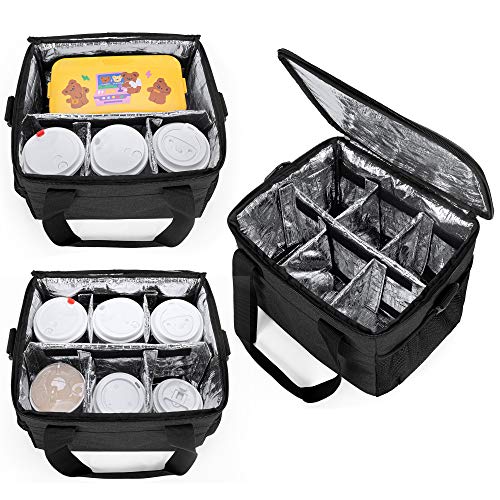 Trunab Reusable 6 Cups Drink Carrier for Delivery Insulated Drink Caddy with Handle and Shoulder Strap, Adjustable Dividers, Beverages Carrier Tote Bag, for Daily Life Takeout, Outdoors, Travel - Image 2
