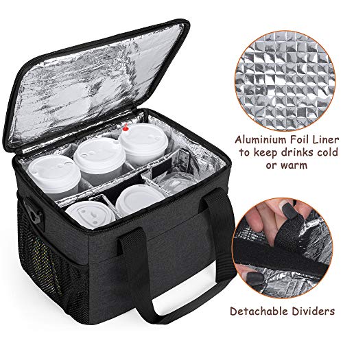 Trunab Reusable 6 Cups Drink Carrier for Delivery Insulated Drink Caddy with Handle and Shoulder Strap, Adjustable Dividers, Beverages Carrier Tote Bag, for Daily Life Takeout, Outdoors, Travel - Image 3