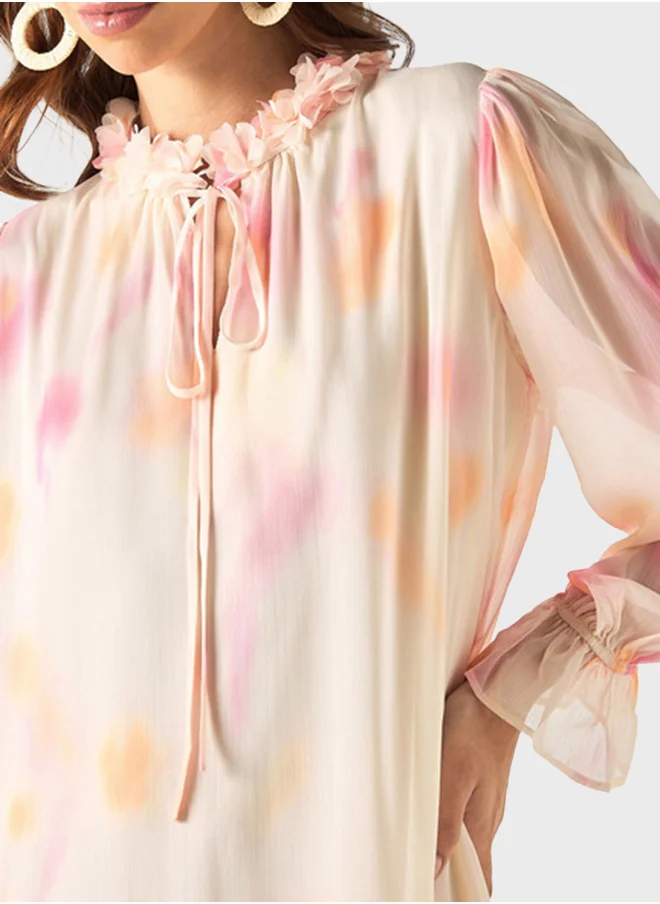 2Xtremz Printed Tie-Up Belted Dress