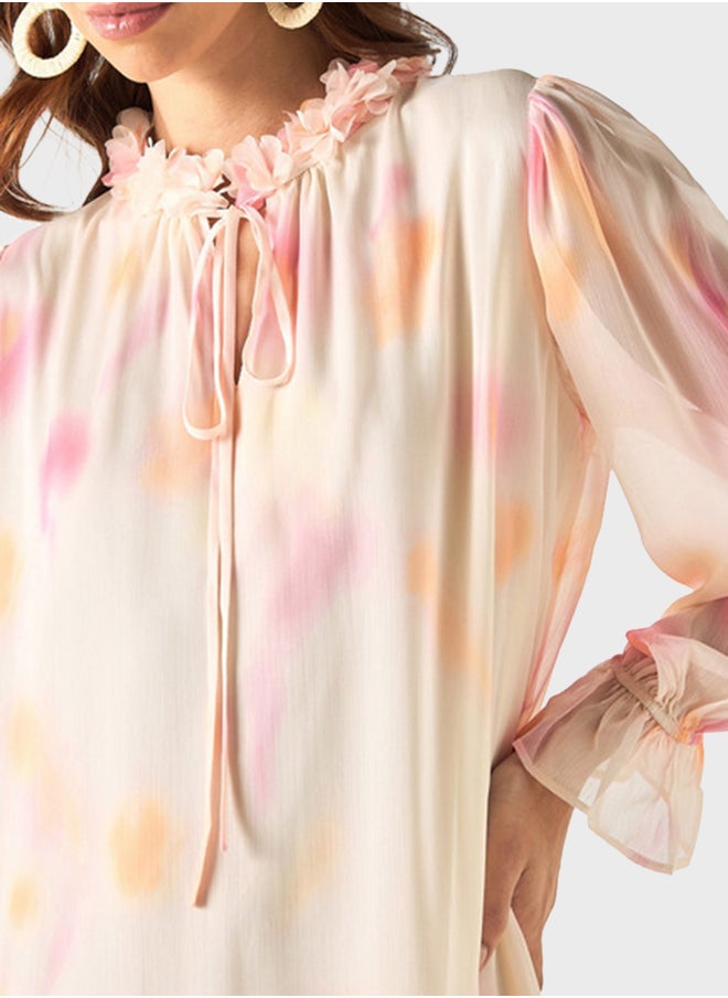 2Xtremz - Printed Tie-Up Belted Dress - Image 1
