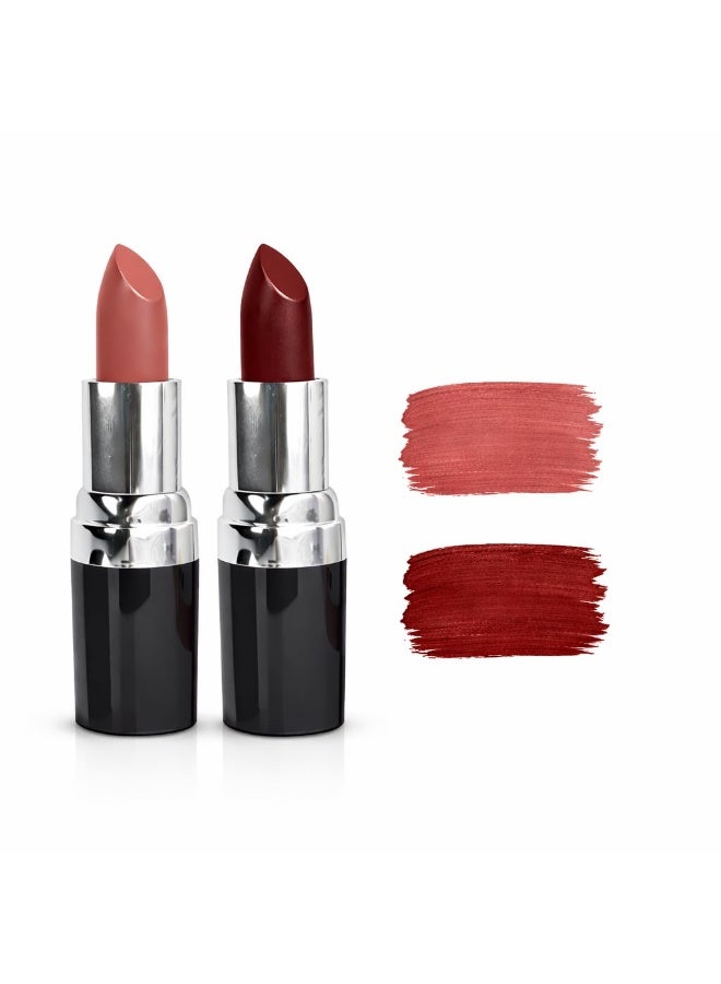 Barva Natural & Moisturising Lipsticks made using Clarified Butter, Kokum butter and Mineral Colours, 4.3g (Pack of 2) (Burgundy 206 & Orchid 222) - Image 1