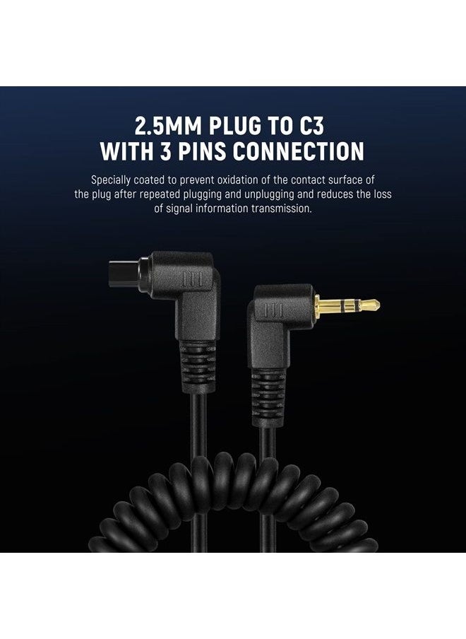 Neewer - NEEWER 2.5mm to C3 Remote Shutter Release Cable with 3 Pins, Compatible with Canon R5, 7D Mark II, 6D Mark II, 5D Mark IV/III/II, 7D, 6D, 5D, 5DS, 5DR, 1D Mark IV/III/II Cameras - Image 1