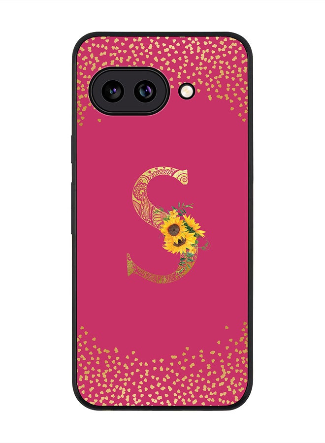 Stylizedd For Google Pixel 9a Case,Slim fit Camera Protection, Shockproof Thin Phone cover  - Custom Floral Monogram - S ( Deep Pink )