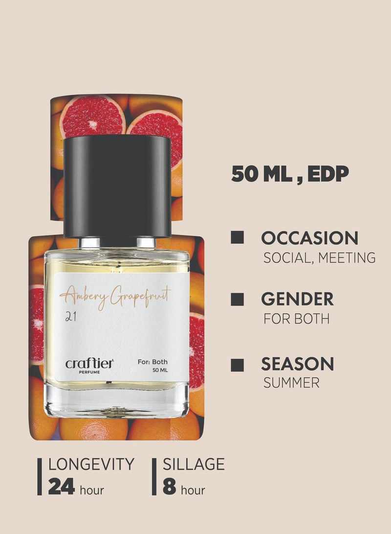 Craftier Perfume AMBERY GRAPEFRUIT - Inspired of-AMBRE NUIT, Eau De Parfum for Men & Women - 50ml, Long Lasting Ambery Fragrance Upto 24 Hrs, Travel Size Unisex Perfume - Image 5