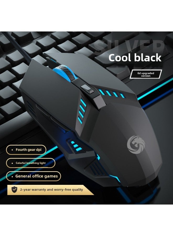 Colorful Luminous Mouse Wired Mute Laptop Desktop Home Office Male And Female Mechanical Game Mouse-Color: Cool Black-audio on-colorful Glare-dpi Adjustment-game Grade Chip-Interface:Official Standard - Image 1
