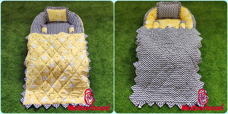 MOTHERHOOD MOTHERHOOD Baby Nest Bed with 3 pc Baby Pillow and 1 Large Baby Blanket Luxury UltraSoft Comfortable Baby Mattress Bed Sleeper Bedding Set coSleeper for Newborn to Toddlers Z Yellow - Image 2