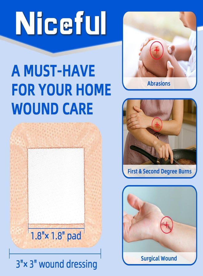 Niceful Silicone Foam Lite Dressing for Sensitive Skin 3"x3" (8 Count)– Medical Grade Ultra Soft Large Waterproof Bandages for Minor Surgical Incisions, Abrasions and Blisters - Image 3