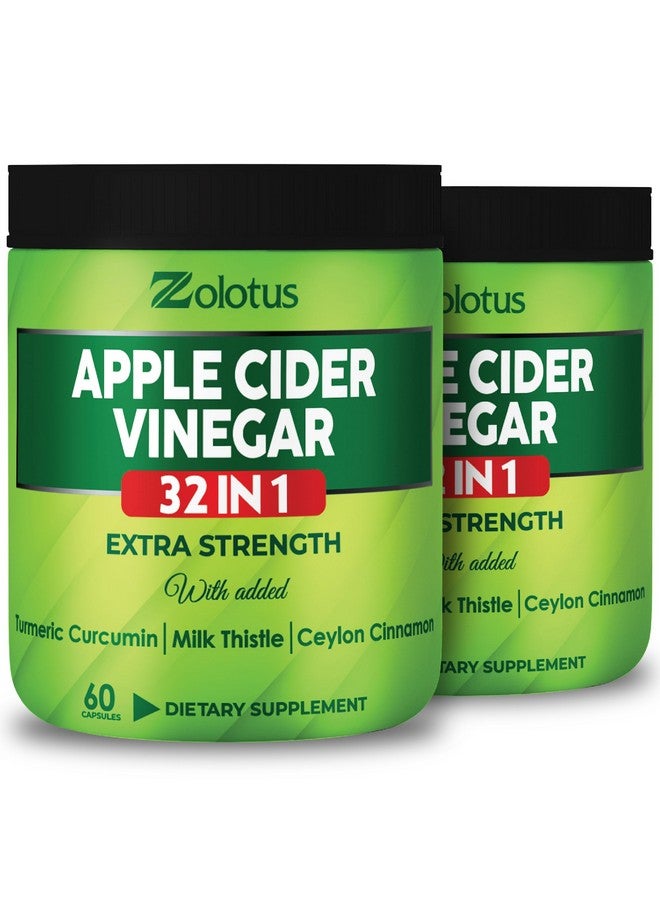 Zolotus Zolotus (2 Packs) 60 Capsules Apple Cider Vinegar Capsules 32 in 1, with Turmeric, Cinnamon, Milk Thistle, Berberine, Elderberry, Quercetin  - Image 1