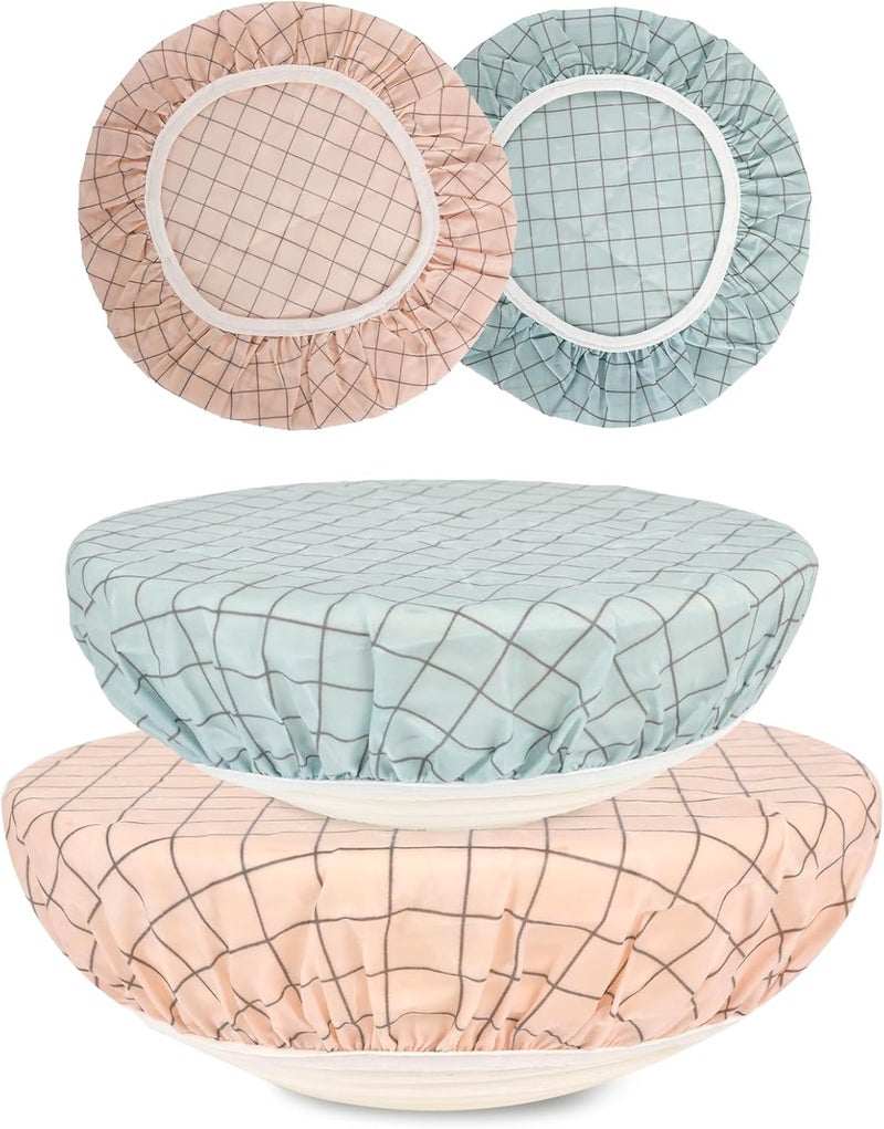 BERBAM Reusable Bowl Covers for Bread Proofing（2 Large）- Cotton Beeswax Bowl Covers Reusable with Elastic Rim, Sourdough Bowl Cover for Food Storage and Food Preservation (10INCH)(tartan) - Image 1