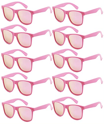 Fsmiling Pink Sunglasses Bulk Adult Party Sunglasses 80s Shades Pack for Men Women UV400 Protection10Pack - Image 1