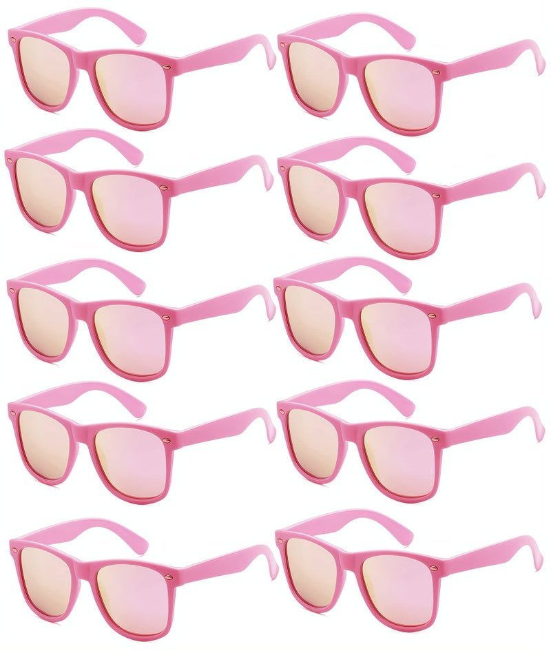 Fsmiling Pink Sunglasses Bulk Adult Party Sunglasses 80s Shades Pack for Men Women UV400 Protection10Pack - Image 2
