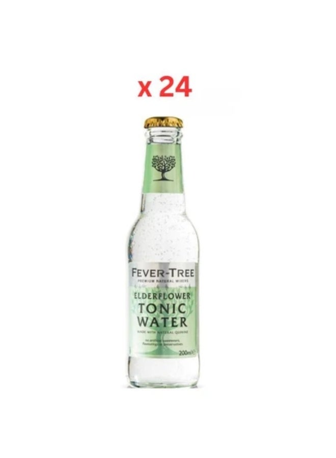 FEVER TREE Fever‑Tree Elderflower Tonic Water – 24 × 200ml Glass Bottles | Premium Mixer & Floral Refreshment - Image 1