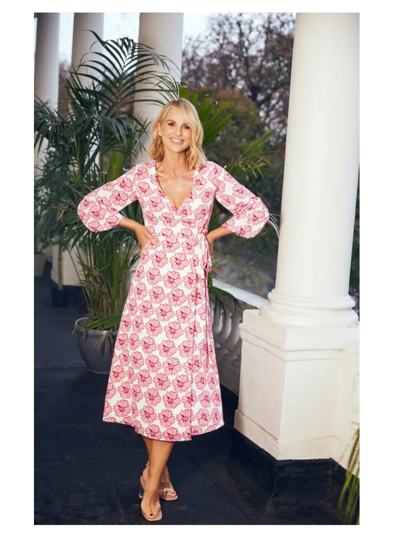 Little Mistress Little Mistress White Floral Maxi Wrap Midaxi