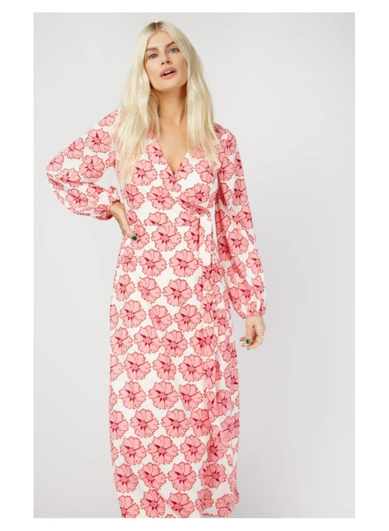 Little Mistress Little Mistress White Floral Maxi Wrap Midaxi