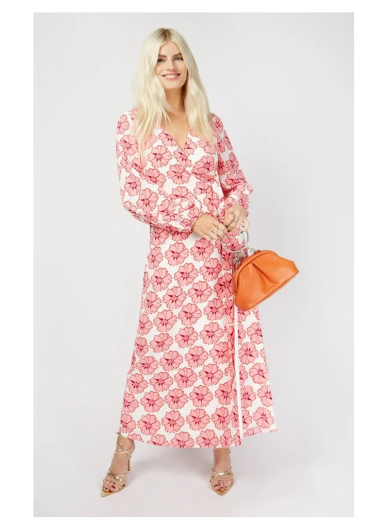 Little Mistress Little Mistress White Floral Maxi Wrap Midaxi