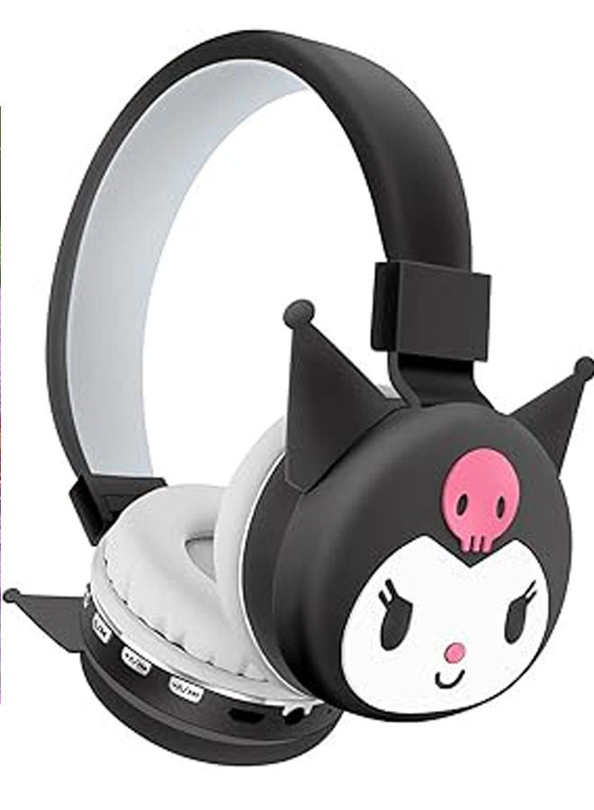 Black Kuromi pattern Bluetooth wireless headphones for children, folding headphones for children's noise reduction, suitable for children's stereo headphones for TF cards, mobile phones, tablets  - Image 1