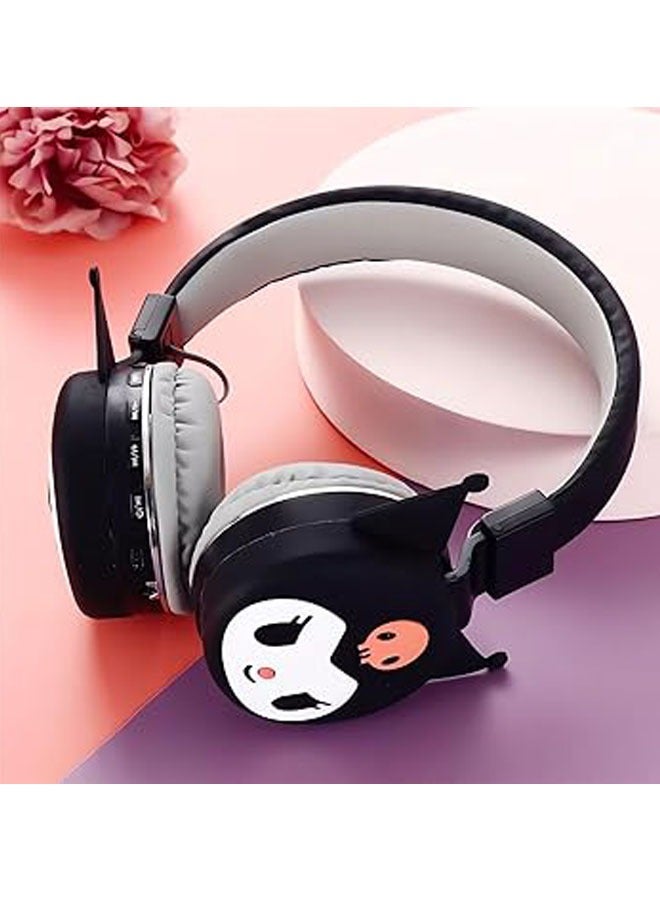 Black Kuromi pattern Bluetooth wireless headphones for children, folding headphones for children's noise reduction, suitable for children's stereo headphones for TF cards, mobile phones, tablets  - Image 4