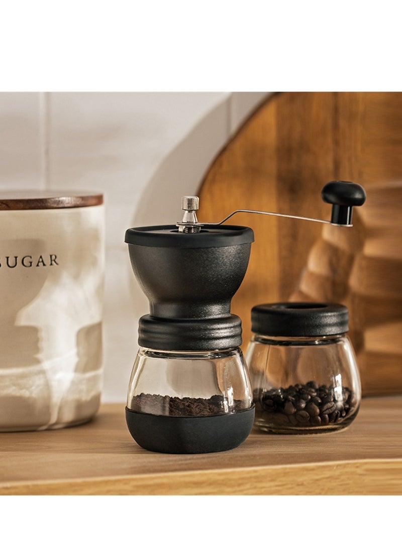 Manual Coffee Bean Grinder, Portable Hand Coffee Mill, 2 Glass Jars 11oz Each, Adjustable Ceramic Burr Mill Hand Crank Household Crusher Coffee Bean Tools, for Espresso, and Spices - Image 2