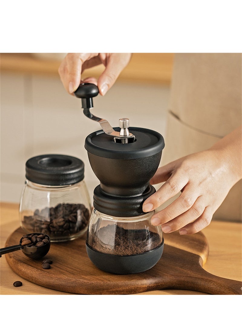 Manual Coffee Bean Grinder, Portable Hand Coffee Mill, 2 Glass Jars 11oz Each, Adjustable Ceramic Burr Mill Hand Crank Household Crusher Coffee Bean Tools, for Espresso, and Spices - Image 4
