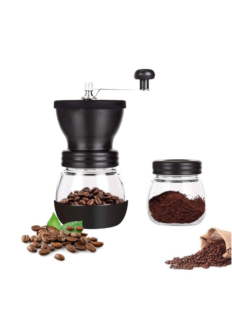 Manual Coffee Bean Grinder, Portable Hand Coffee Mill, 2 Glass Jars 11oz Each, Adjustable Ceramic Burr Mill Hand Crank Household Crusher Coffee Bean Tools, for Espresso, and Spices - Image 1