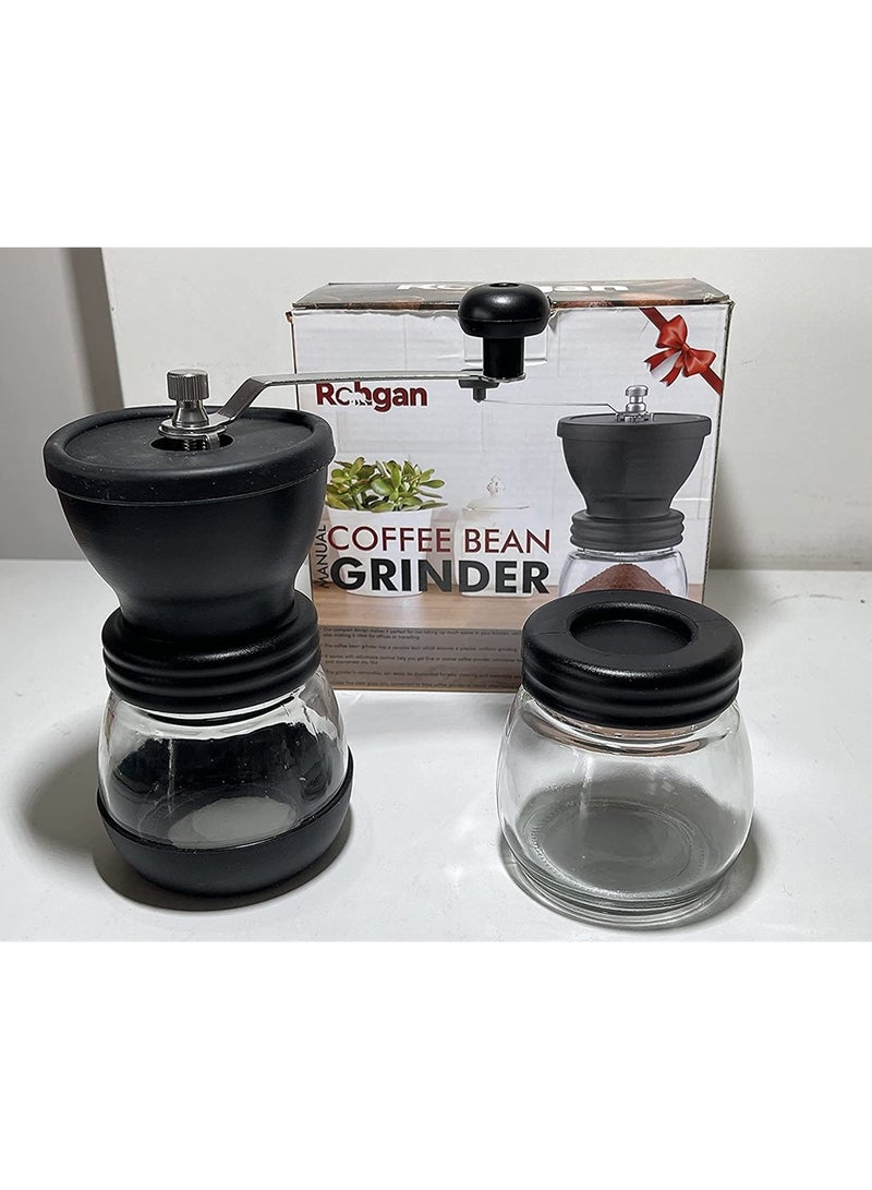 Manual Coffee Bean Grinder, Portable Hand Coffee Mill, 2 Glass Jars 11oz Each, Adjustable Ceramic Burr Mill Hand Crank Household Crusher Coffee Bean Tools, for Espresso, and Spices - Image 5