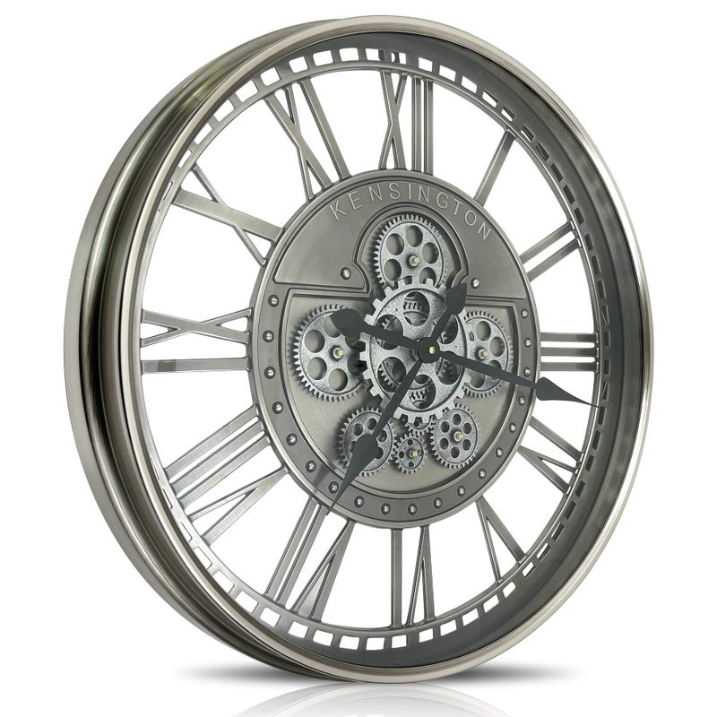 DORBOKER Real Moving Gears Wall Clock Large Modern Metal Clocks for Living Room Decor Industrial Steampunk Unique Vintage Rustic Decorative Clock for Home Farmhouse Office 21 InchGunmetal Roman