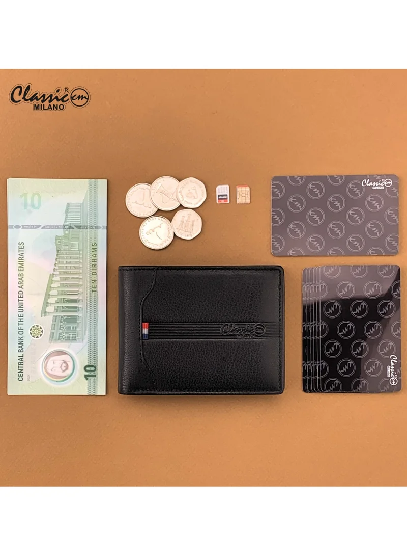 Classic Milano Black (CMGT-15N) Classic Milano Men’s Wallet – Slim Bifold Leather Wallet for Men with RFID Blocking – Credit Card Holder & Card Wallet – Stylish Mens Purse – Gift for Husband, Father & Men for Men | Best Price UAE