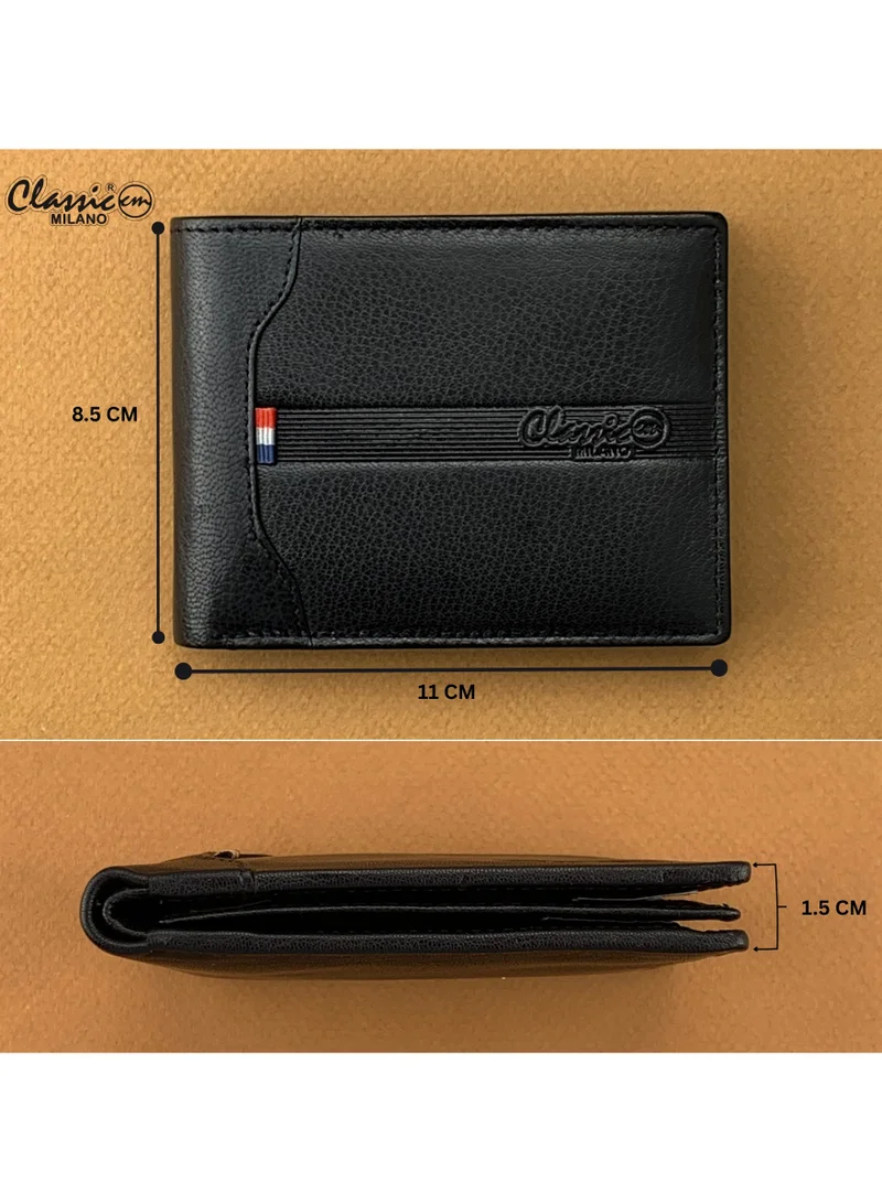 Classic Milano Black (CMGT-15N) Classic Milano Men’s Wallet – Slim Bifold Leather Wallet for Men with RFID Blocking – Credit Card Holder & Card Wallet – Stylish Mens Purse – Gift for Husband, Father & Men for Men | Best Price UAE