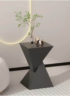 Kutis 1-Piece Geometric Sofa Side Table End Table for Living Room and Bedroom Metal Black 32x32x50 cm  - Image 1