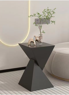 Kutis 1-Piece Geometric Sofa Side Table End Table for Living Room and Bedroom Metal Black 32x32x50 cm  - Image 2