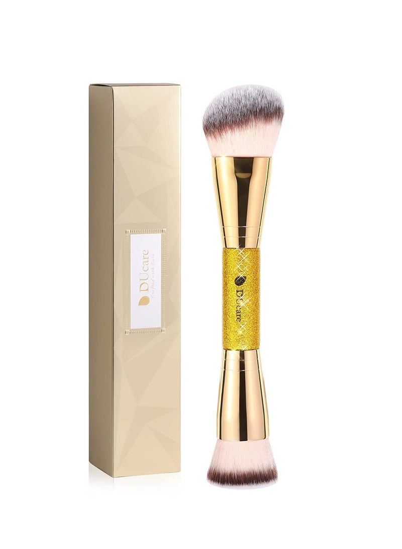 DUcare DUcare Foundation Brush Contour Bronzer Makeup Brush Double Ended Self Tanner Brush Sculpting Brush for Blending Liquid Powder Concealer Cream Cosmetics Blush Buffe - Image 1
