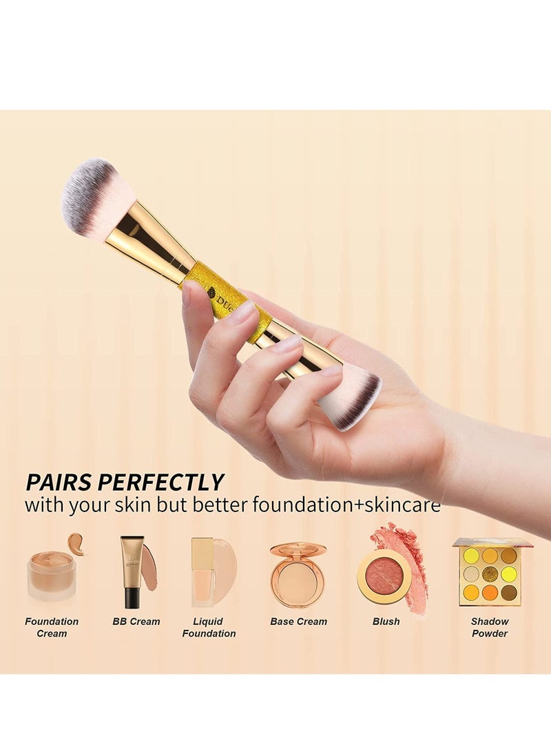 DUcare DUcare Foundation Brush Contour Bronzer Makeup Brush Double Ended Self Tanner Brush Sculpting Brush for Blending Liquid Powder Concealer Cream Cosmetics Blush Buffe - Image 4