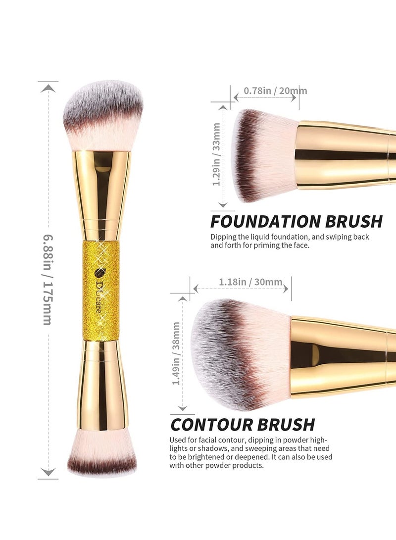 DUcare DUcare Foundation Brush Contour Bronzer Makeup Brush Double Ended Self Tanner Brush Sculpting Brush for Blending Liquid Powder Concealer Cream Cosmetics Blush Buffe - Image 3