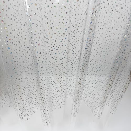 TRIMENGO PEVA Holographic Shower Curtain Liner with Glitter Gem Pattern, 70x72in Lightweight Clear Plastic Shower Curtain Liner for Shower Stall, Bathtubs - Image 4