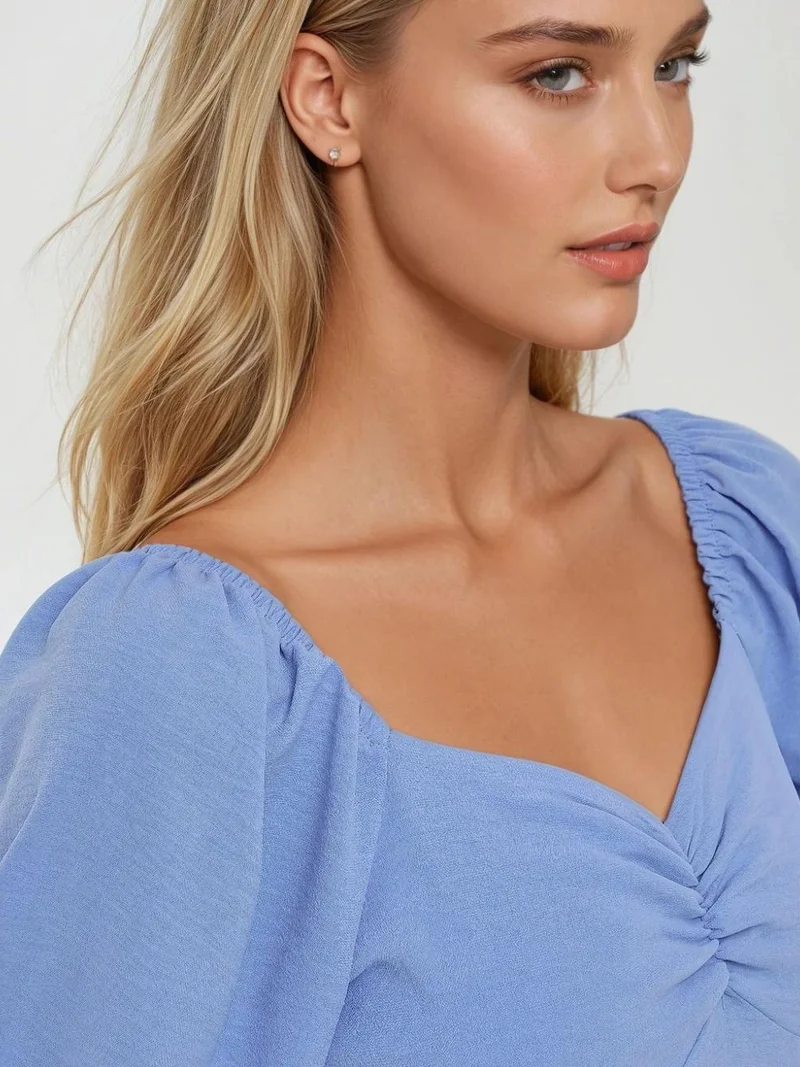 Hiccup Blue Fitted Maxi Dress with Heart Collar for Women | Best Price UAE