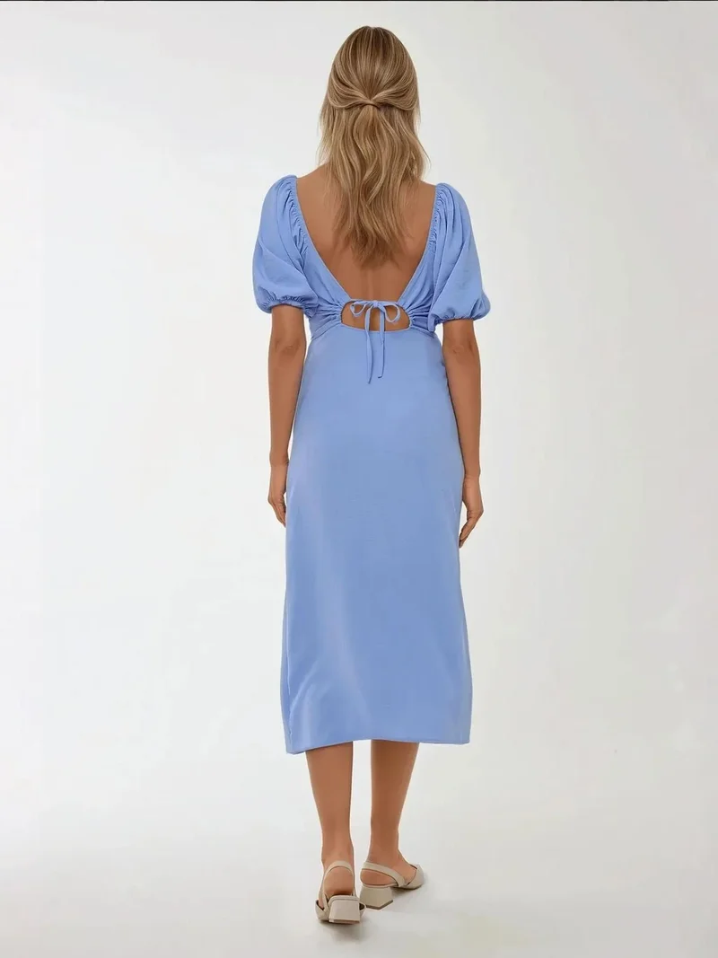 HICCUP Fitted Maxi Dress with Heart Collar