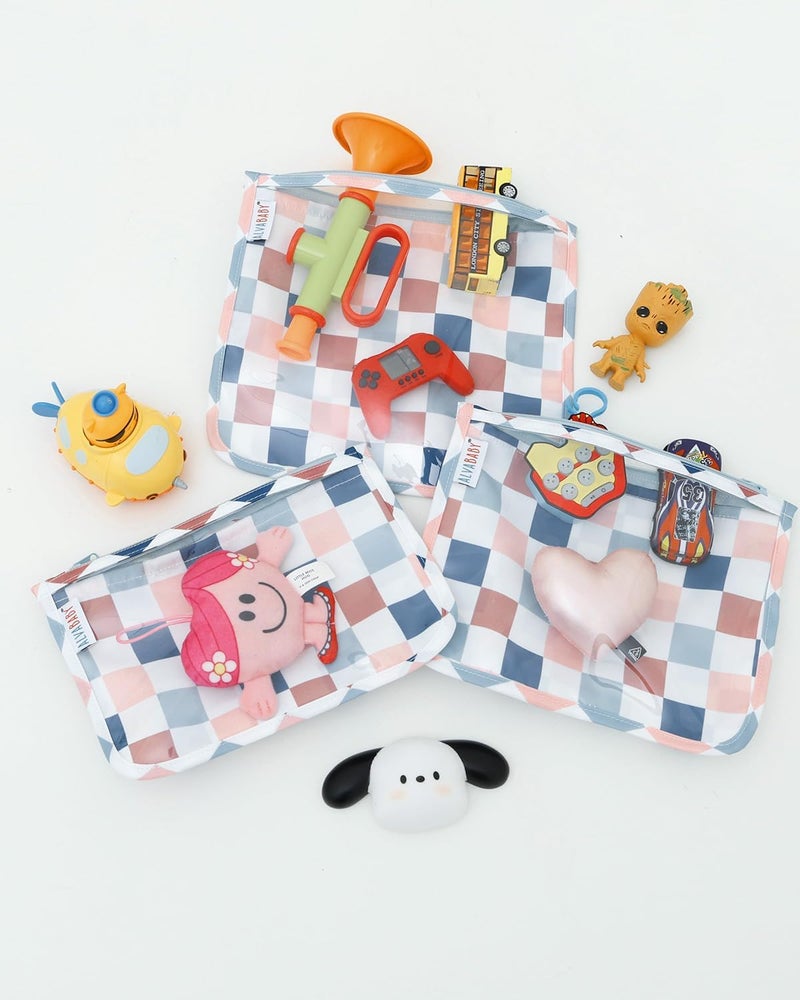 ALVA 3pcs Mess-Proof Travel Toilety Bag,Clear Cosmetic & Diaper Organizer with Front Pouch 3LT05 - Image 5